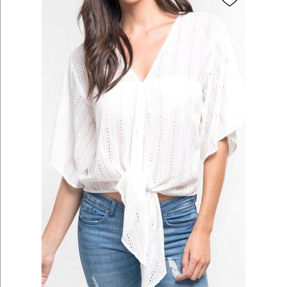 Love Stitch Front Tie Top - Picture 1 of 7